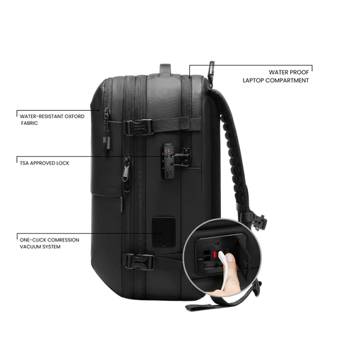 Travel Vac™ Black Voyage Compression Backpack